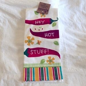 🔵SALE 3/$25 KAY DEE DESIGNS WELL DRESSED KITCHEN TOWEL EMBROIDERED HEY HOT STUFF